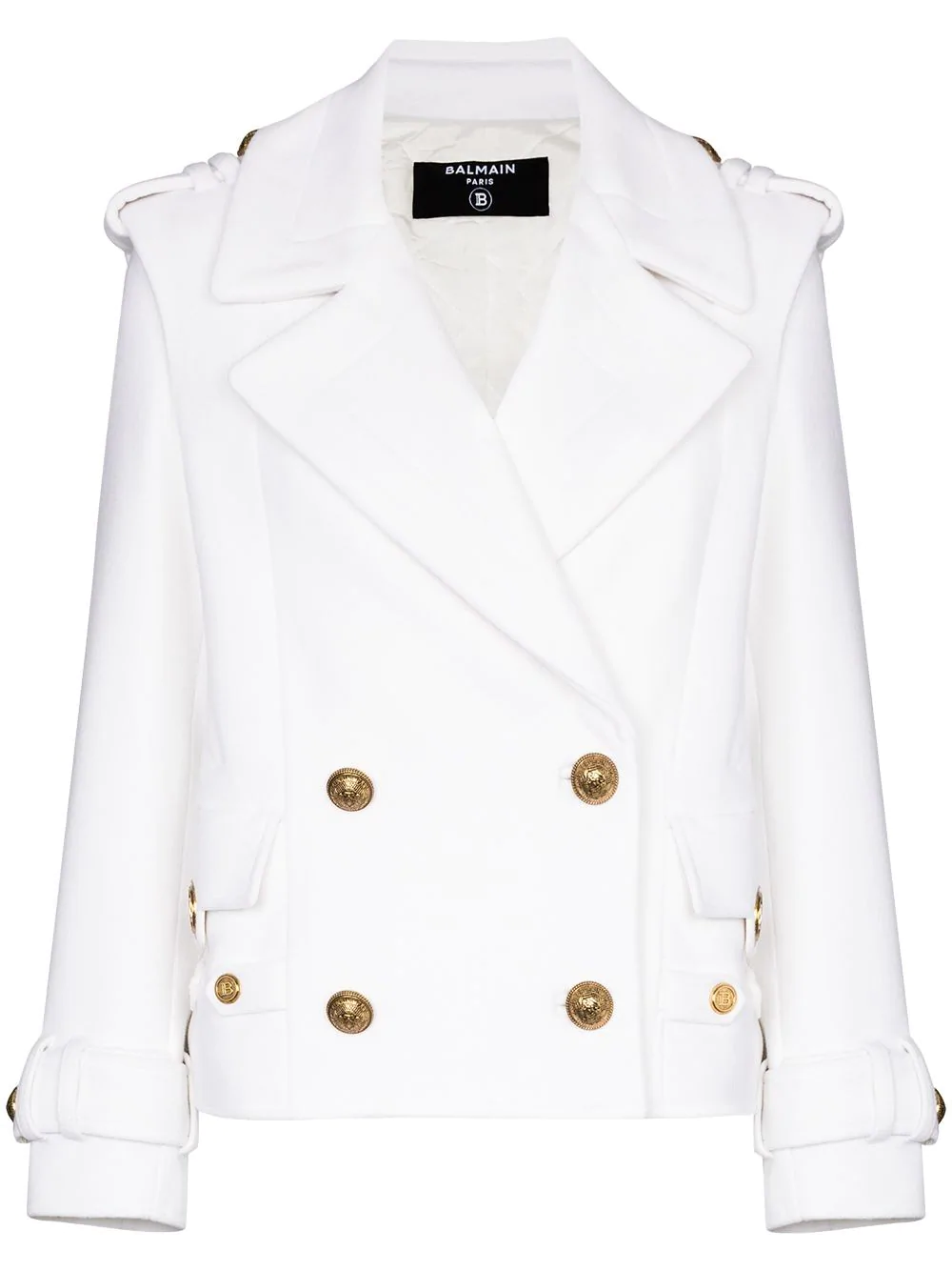白色纯棉双排扣夹克